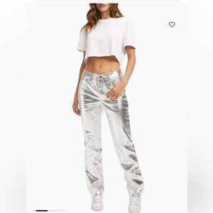 Good American Good Icon Metallic Faux Leather Pants